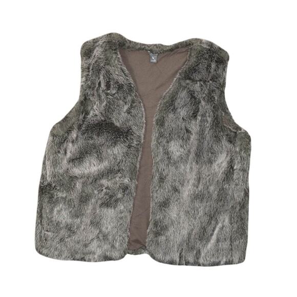 Eddie Bauer Faux Fur Vest Brown 2XL Women's V Neck Solid Acrylic Sleeveless - Picture 1 of 7